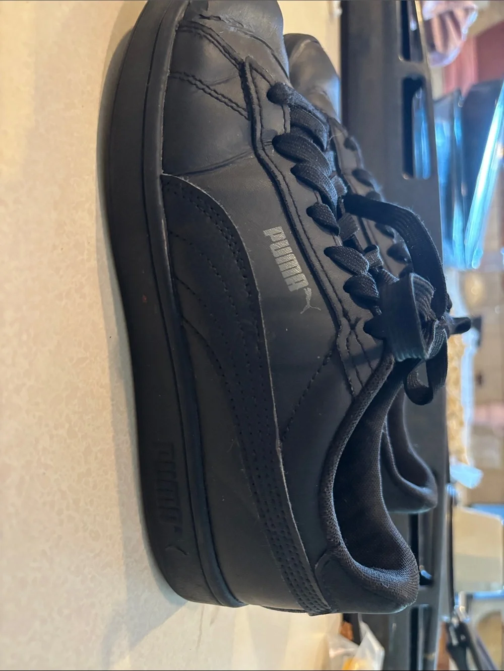 Puma Black Low-Top Leather Sneakers